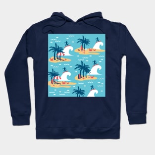 Enjoy Blue Surfing Cartoon Illustration V2 Hoodie